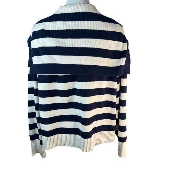 2/$30 ZARA Striped Small Knit Sweater Navy & Cream - Picture 3 of 13